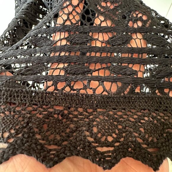 Nanette Lepore Black Lace Overlay Whimsygoth Dress Strappy Back Lined Size 8 - Picture 7 of 9